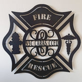 Custom Maltese Cross Sign, Firefighter Sign, Monogram Maltese Cross Sign, Personalized Metal Maltese Cross Sign Laser Cut Metal Signs Custom Gift Ideas